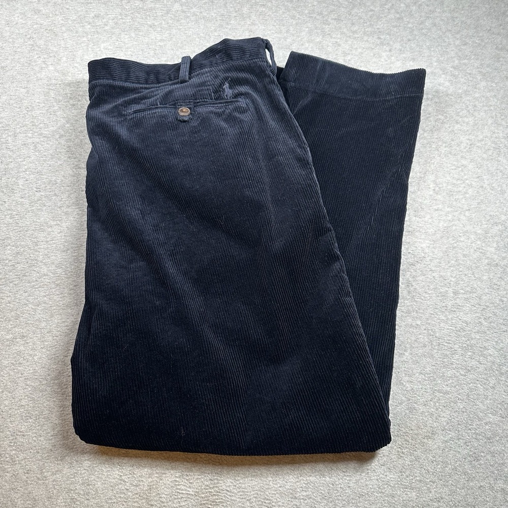 Polo Ralph Lauren Navy Corduroy Pants‎ Men 40x30(29) Stretch Straight Preppy
